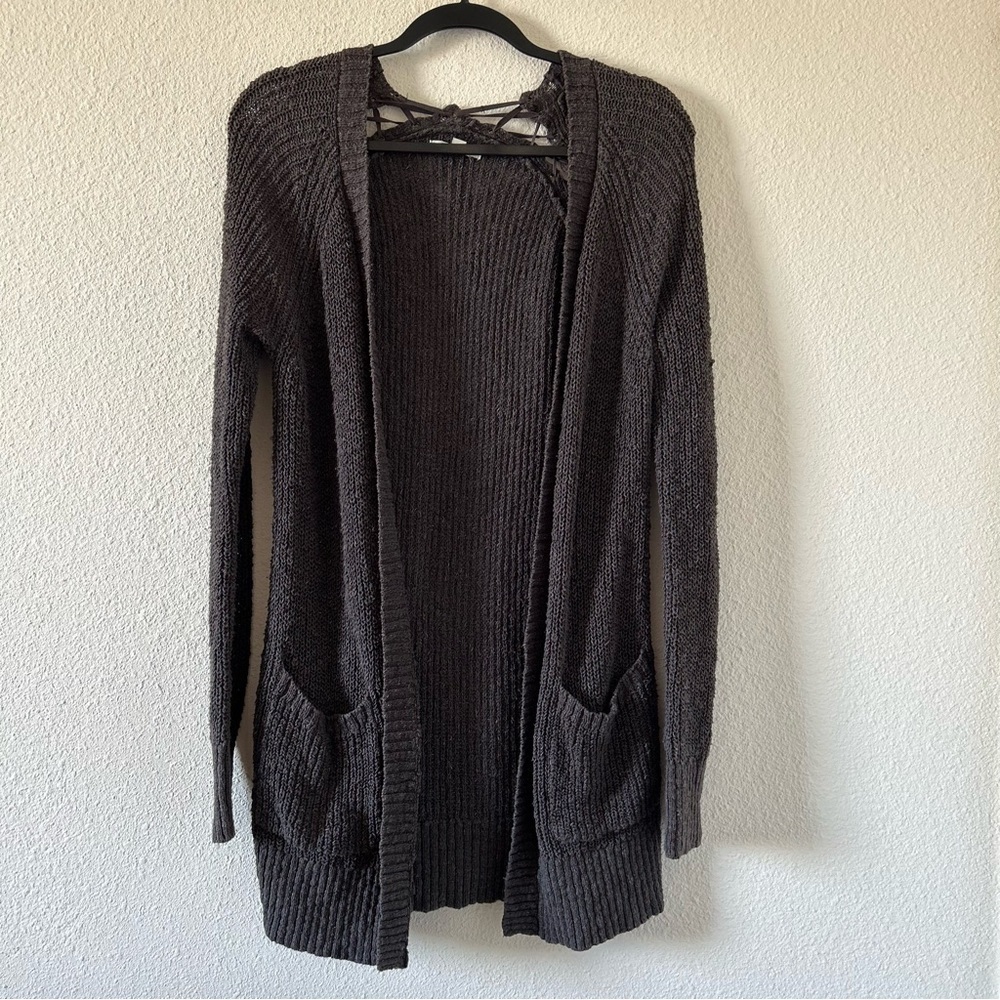 America Eagle Outfitters Women’s Knit Cardigan Small Brown Longline Witchy Fall